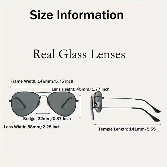 Aviator Sunglasses with Real Glass Lenses (Golden Frame Dark Green Lens) - Picture 4 of 4